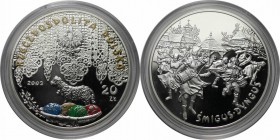 Europäische Münzen und Medaillen, Polen / Poland. Ostermontag Lamm, Eier Farbmünze. 20 Zloty 2003, Silber. 0.84OZ. KM Y#452 . Polierte Platte