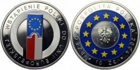 Europäische Münzen und Medaillen, Polen / Poland. European accession 2004. 10 Zloty 2004, Silber. KM Y#482. Polierte Platte