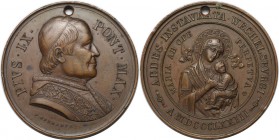 Europäische Münzen und Medaillen, Vatikan. Pius IX (1846-78). Medaille ND, Bronze. Vorzüglich, Loch