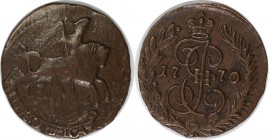 Russische Münzen und Medaillen, Katharina II (1762-1796). Poluschka 1770, Kupfer. Bitkin 750. Vorzüglich