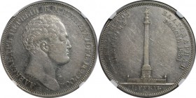 Russische Münzen und Medaillen, Nikolaus I. (1826-1855). Monuments für Alexander I. Rubel 1834 "GUBE. F", Silber. Bitkin 894(R), Petrov (1.75 Rubl) NG...