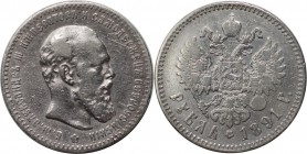 Russische Münzen und Medaillen, Alexander III (1881-1894). Rubel 1891, Silber. Bitkin 74. Schön-sehr schön, Kratzer
