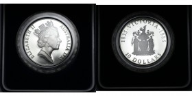 Weltmünzen und Medaillen , Australien / Australia. Elisabeth II. 10 Dollars 1985, 20 g., 0,925 Silber. 0,591 OZ. KM 85. Polierte Platte