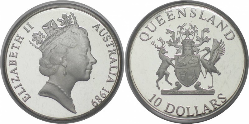 Weltmünzen und Medaillen , Australien / Australia. Elisabeth II. 10 Dollars 1989...
