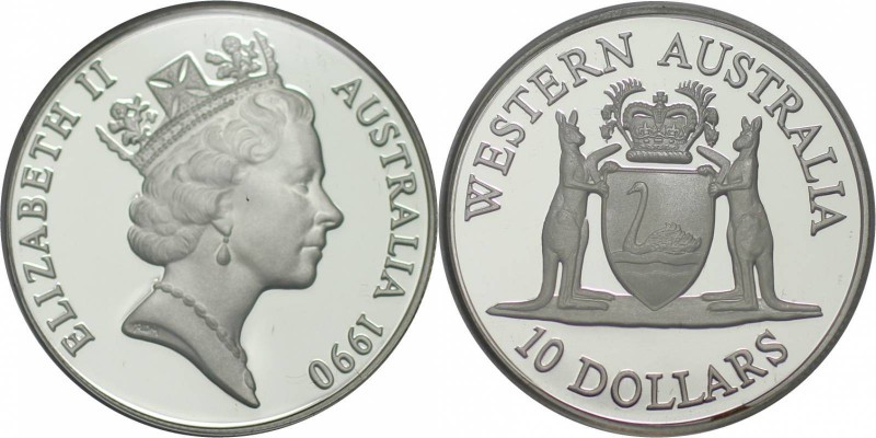 Weltmünzen und Medaillen , Australien / Australia. Elisabeth II. 10 Dollars 1990...
