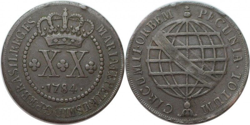 Weltmünzen und Medaillen , Brasilien / Brazil. Maria I et Petrus III. 20 Reis 17...