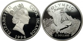 Weltmünzen und Medaillen , Cookinseln / Cook Islands. Weißkopfseeadler - Olympic National-Park. 2 Dollars 1996, Silber. 0,16 OZ. KM 280. Polierte Plat...