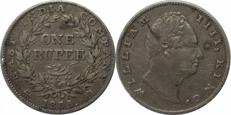 Weltmünzen und Medaillen , India. William IV. (1830 - 1837). 1 Rupie 1835, Silbe...