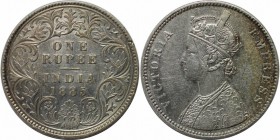 Weltmünzen und Medaillen , India. Indien - Britisch. Viktoria (1837 - 1901). 1 Rupie 1885, Silber. KM 492 . Stempelglanz