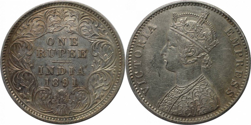 Weltmünzen und Medaillen , India. Indien - Britisch. Viktoria (1837 - 1901). 1 R...