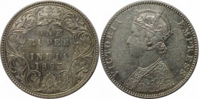 Weltmünzen und Medaillen , India. Indien - Britisch. Viktoria (1837 - 1901). 1 Rupie 1893, Silber. KM 492 . Stempelglanz
