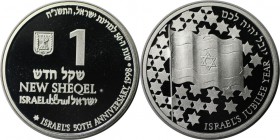 Weltmünzen und Medaillen , Israel. Flagge von Israel. 1 New Sheqel 1998, 0.43 OZ. Silber. KM 310. Proof Like