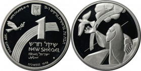 Weltmünzen und Medaillen , Israel. Biblische Geschichte - Noah's Arche. 1 New Sheqel 1998, 0.43 OZ. Silber. KM 316. Proof Like