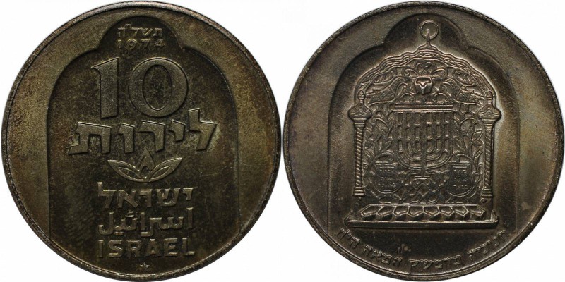 Weltmünzen und Medaillen , Israel. 10 Lirot 1974, 0.75 OZ. Silber. KM 78.1. Stem...