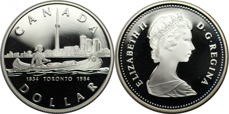 Weltmünzen und Medaillen , Kanada / Canada. 150 Jahre Stadt Toronto. 1 Dollar 19...