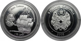 Weltmünzen und Medaillen , Tonga. ABEL TASMAN DE HEEMSKERCK. 1 Pa'anga 2005, Silber. 0.84 OZ. KM 219. Polierte Platte, in Münzkapsel