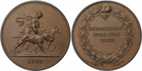 Medaillen und Jetons, Hundesport / Dog sports. "Österreichischer Hunde-Zucht Verein". Medaille 1905. 51 mm. Vorzüglich