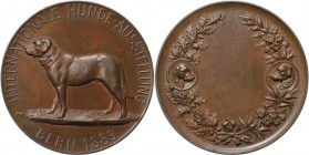 Medaillen und Jetons, Hundesport / Dog sports. "Internationale Hunde - Ausstellung Bern 1889". Medaille 1889, (sign. E.Durussel). 40 mm. Kupfer. Vorzü...