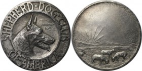 Medaillen und Jetons, Hundesport / Dog sports. "Shepherd Dog Club of America". Medaille 1913, (Julio Kilenyi). 52 mm. Silber. Vorzüglich