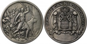 Medaillen und Jetons, Hundesport / Dog sports. "Societe Canine de Monaco". Medaille ND, Ludwig II 1922-49. Silber. 50 mm. Vorzüglich