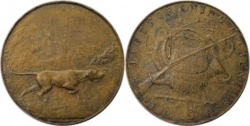 Medaillen und Jetons, Hundesport / Dog sports. Dänemark. 'Per' auf dem Feld. Medaille 1884, (sign. J. Schultz) 50 mm. Bronze. Sehr schön+