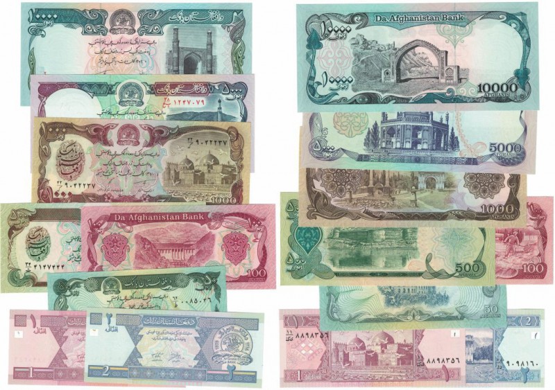 Banknoten, Afghanistan, Lots und Sammlungen.1, 2 Afganis 2002 (P.64,65), 50 Afga...