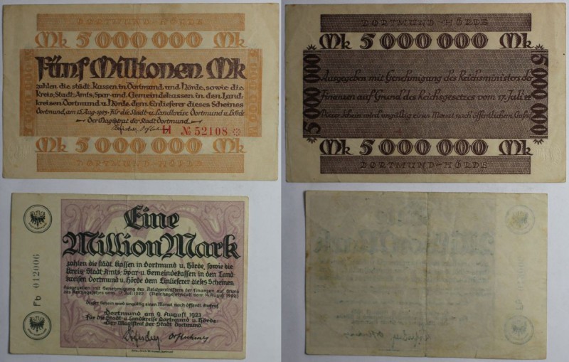 Banknoten, Deutschland / Germany. Notgeld Dortmund und Hörde - Städte und Kreise...