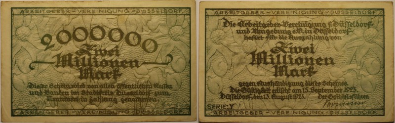 Banknoten, Deutschland / Germany. Notgeld Stadt Düsseldorf. Rheinland Arbeitgebe...