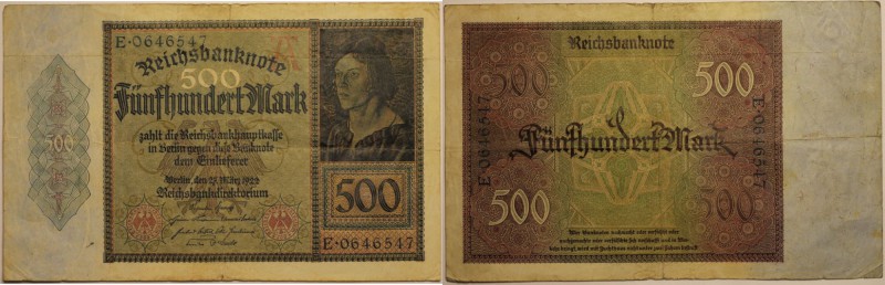 Banknoten, Deutschland / Germany. Notgeld, Berlin, Reichsbanknote. 500 Mark 27.0...