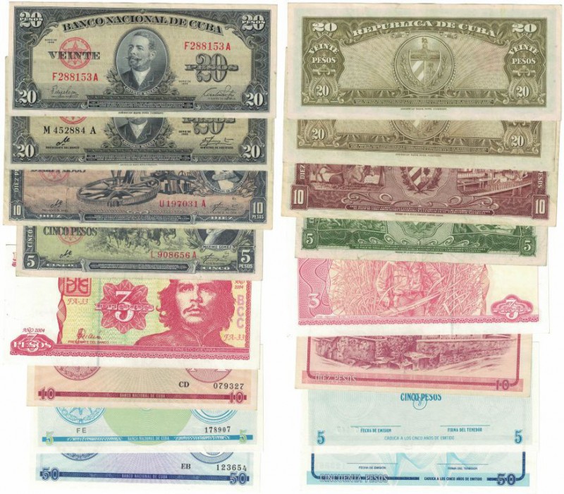 Banknoten, Kuba / Cuba, Lots und Sammlungen. 3 Pesos 2004 (P.123), 2 x 5 Pesos 1...