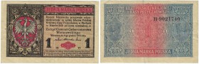 Banknoten, Polen / Poland. 1 Marka 1917. Pick: 8. VF, p/h