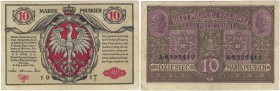 Banknoten, Polen / Poland. 10 Marek 1917. Pick: 12. VF