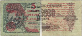 Banknoten, Polen / Poland. 5 Groszy 1924. Pick: 43a. F-VF