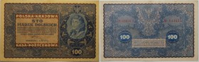 Banknoten, Polen / Poland. 100 Marek 1919. IH Serja T Nr 613422. Pick 27. II-III