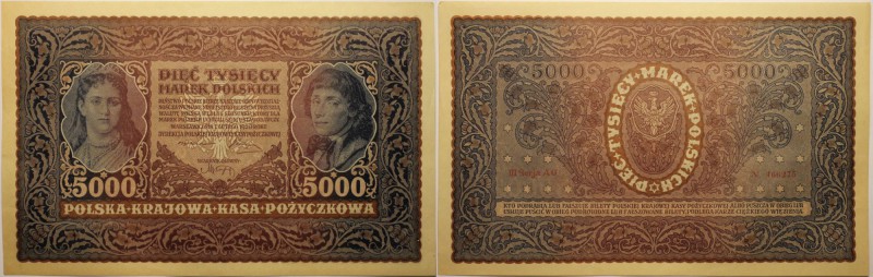 Banknoten, Polen / Poland. 5000 Marek 1920. III Serja AO Nr 466275 Pick 31. II