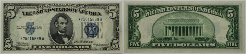 Banknoten, USA / Vereinigte Staaten von Amerika, Silver Certificates. 5 Dollars ...