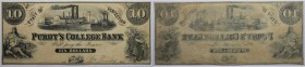 Banknoten, USA / Vereinigte Staaten von Amerika, Obsolete Banknotes. (Indianapolis, IN)- Purdy's College Bank.10 Dollars ND. Uncirculated