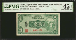 CHINA--REPUBLIC. Agricultural Bank of the Four Provinces. 20 Cents, 1933. P-A85a. PMG Choice Extremely Fine 45 EPQ.

(S/M#S110-2). Printed by CCCA. ...