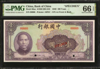 (t) CHINA--REPUBLIC. Bank of China. 100 Yuan, 1940. P-88as. Specimen. PMG Gem Uncirculated 66 EPQ.

(S/M#C294-244). Serial number on front & back. R...