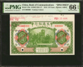 (t) CHINA--REPUBLIC. Bank of Communications. 10 Yuan, 1914. P-118s. Specimen. PMG Gem Uncirculated 66 EPQ.

(S/M#C126-117). Printed by ABNC. Various...