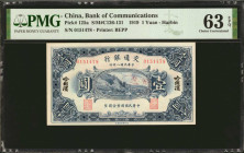 CHINA--REPUBLIC. Bank of Communications. 1 Yuan, 1919. P-125a. PMG Choice Uncirculated 63 EPQ.

(S/M#C126-131). Harbin. Printed by BEPP. A lovely Ch...