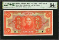 (t) CHINA--REPUBLIC. Central Bank of China. 50 Dollars, 1923. P-178s. Specimen. PMG Choice Uncirculated 64 EPQ.

(S/M#C305-16). Printed by ABNC. A n...