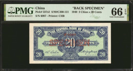 (t) CHINA--REPUBLIC. Lot of (2). Central Bank of China. 20 Cents, 1940. P-227s1 & 227s2. Front & Back Specimen. PMG Choice About Uncirculated 66 EPQ....