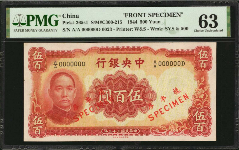 CHINA--REPUBLIC. Lot of (2). Central Bank of China. 500 Yuan, 1944. P-265s1 & 26...