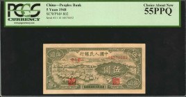 CHINA--PEOPLE'S REPUBLIC. People's Bank of China. 5 Yuan, 1948. P-802. PCGS Currency Choice About New 55 PPQ.

A bold impression at both the face an...
