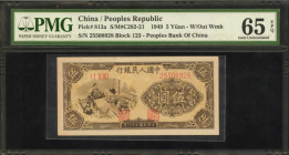 (t) CHINA--PEOPLE'S REPUBLIC. People's Bank of China. 5 Yuan, 1949. P-813A. PMG Gem Uncirculated 65 EPQ.

(S/M#C282-21). Block 123. Without watermar...