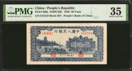 CHINA--PEOPLE'S REPUBLIC. People's Bank of China. 20 Yuan, 1949. P-820a. PMG Choice Very Fine 35.

(S/M#C282). Block 687. Dark blue ink comprises th...