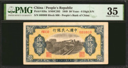 CHINA--PEOPLE'S REPUBLIC. People's Bank of China. 50 Yuan, 1949. P-829a. PMG Choice Very Fine 35.

(S/M#C282). Block 806. 6 digit serial number. Tra...