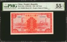 CHINA--PEOPLE'S REPUBLIC. People's Bank of China. 100 Yuan, 1949. P-834a. PMG About Uncirculated 55 EPQ.

(S/M#C282). Block 231. Fully original pape...