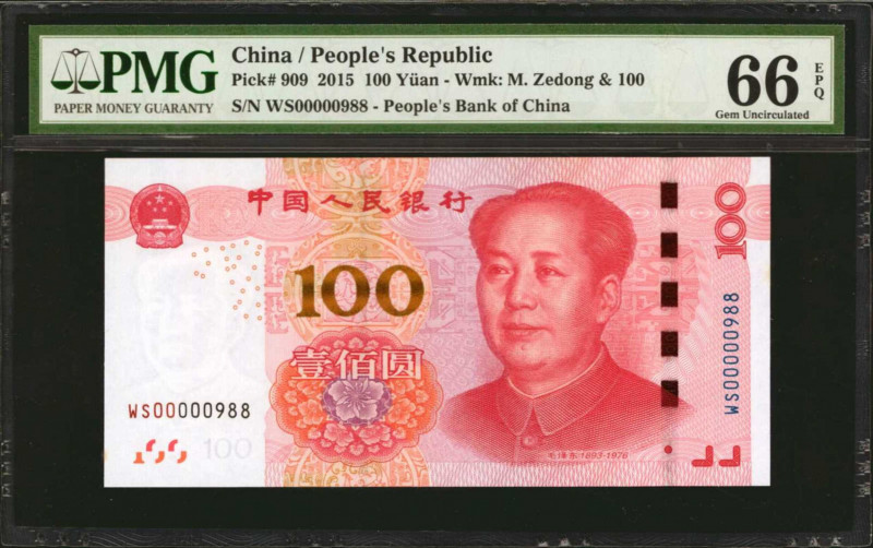 (t) CHINA--PEOPLE'S REPUBLIC. Lot of (10). People's Bank of China. 100 Yuan, 201...